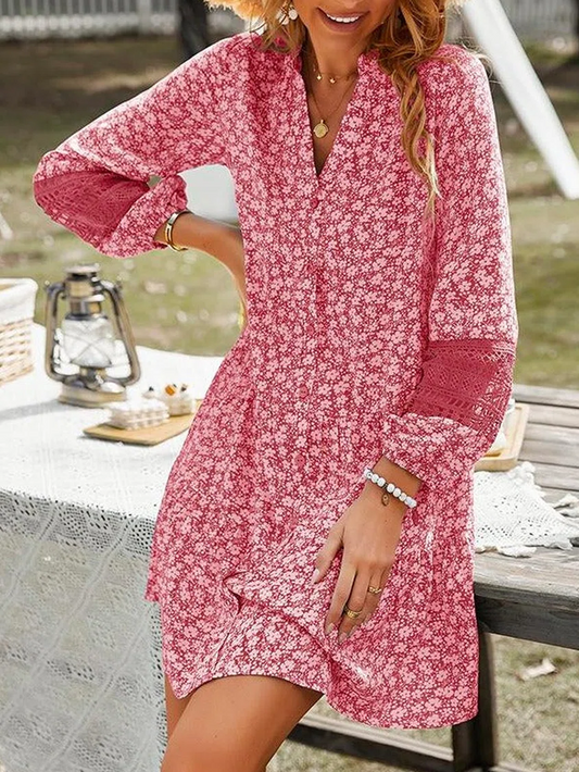 V Neck Loose Floral Dress