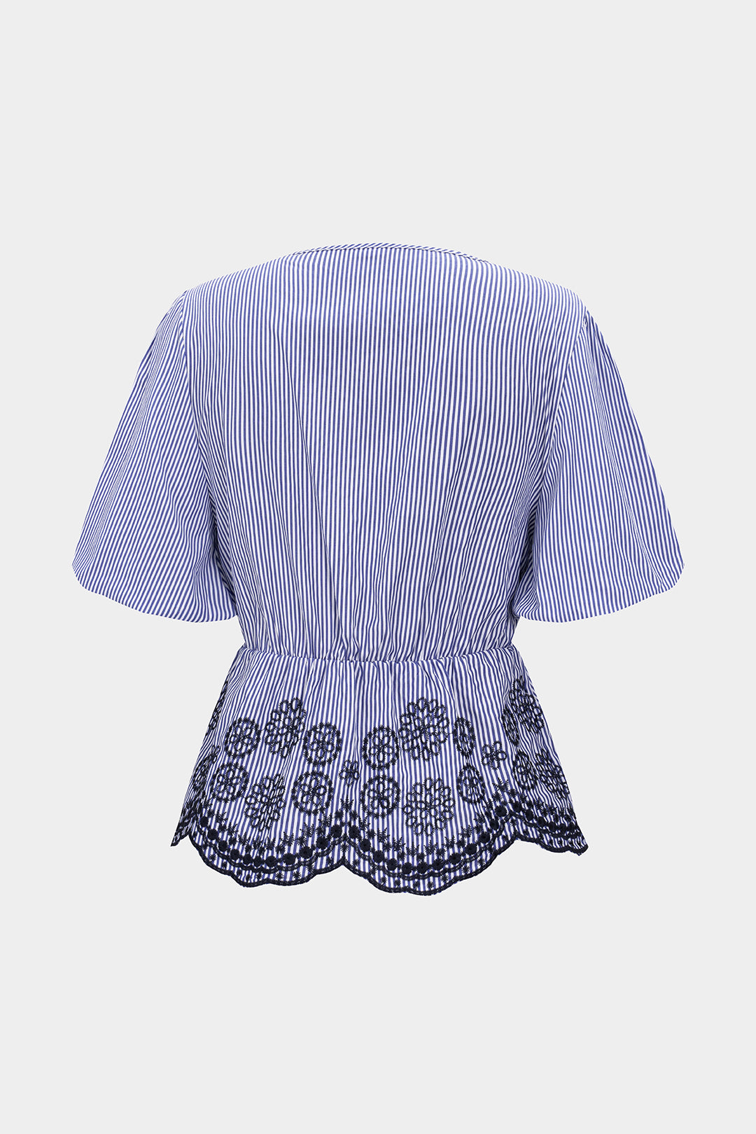 Stripes Print Embroidery Short-Sleeve Shirt