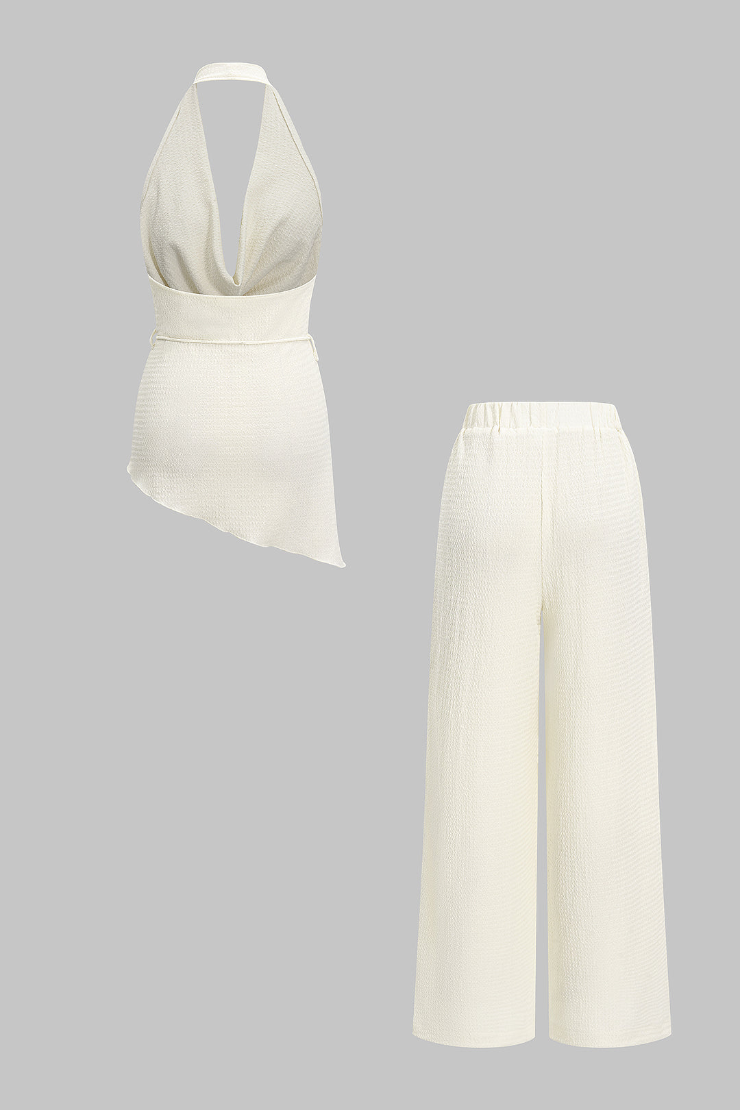 Tie-Up Backless Asymmetrical Top And Trousers Set
