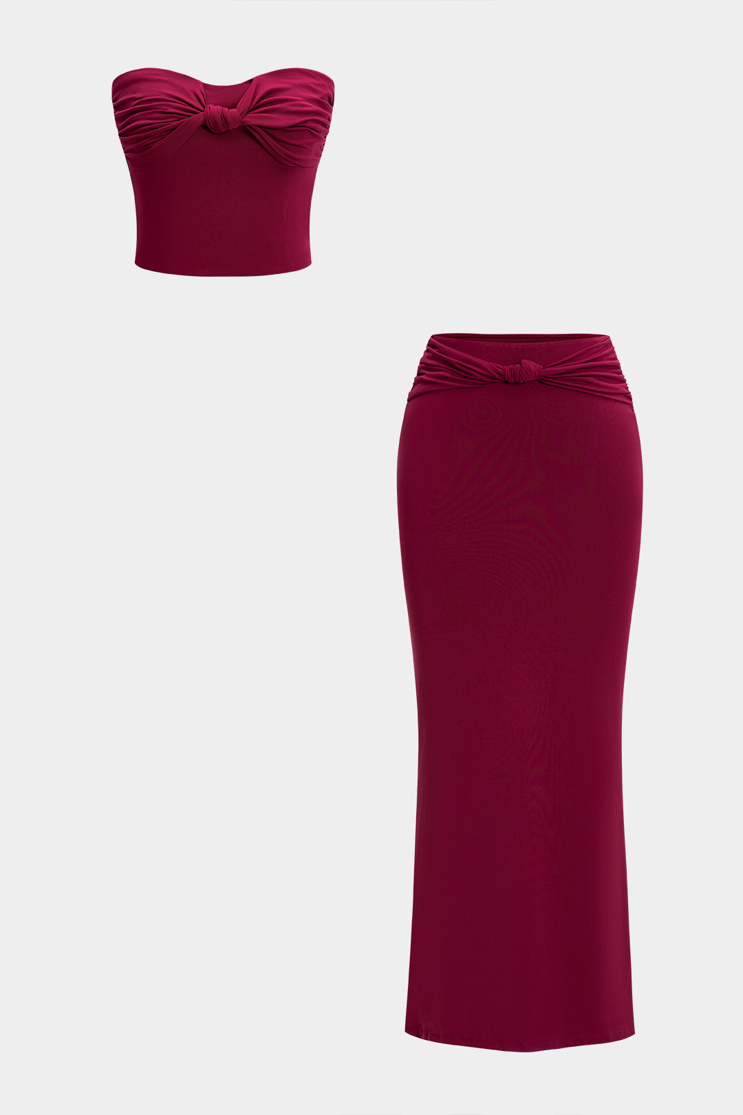 Twist Knot Strapless Tube Top And Skirt Set