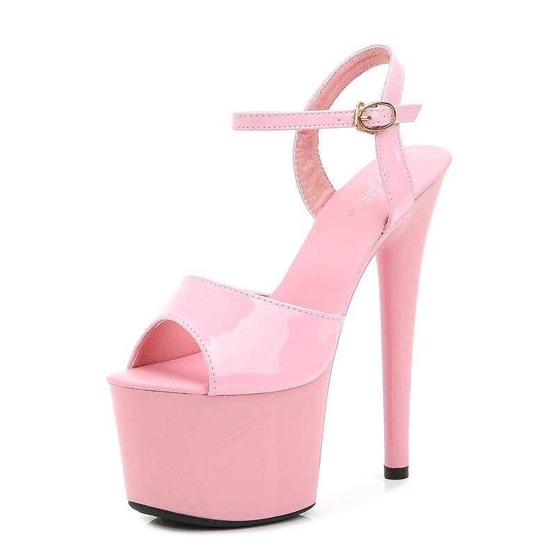 Women's Patent Special High Stiletto Sexy Black Sandals