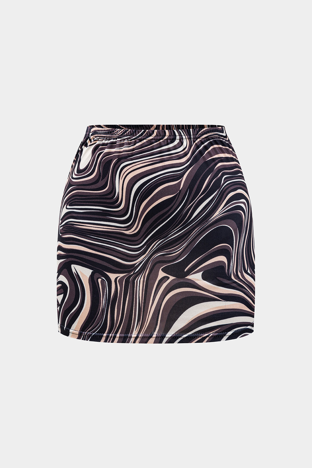 Stripe Print Ruched Mini Skirt