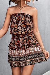 Smocked Bohemian Floral Mini Dress