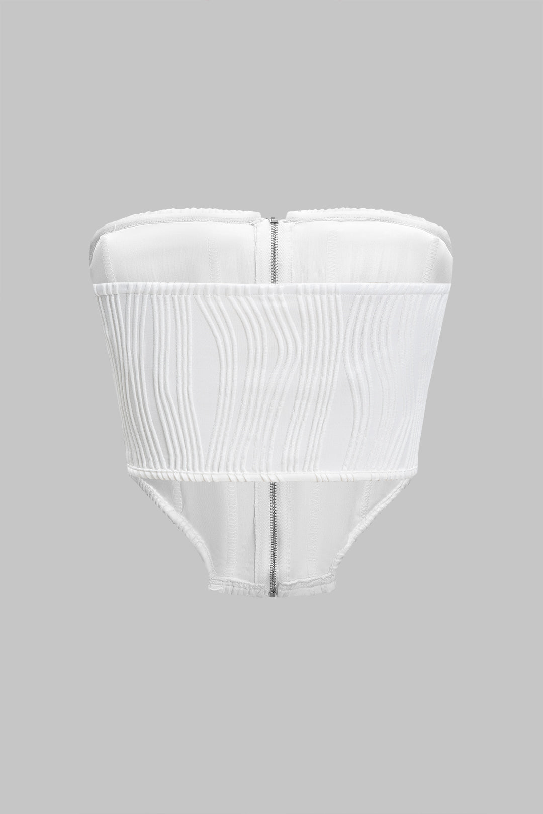 Texture Zipper Strapless Tube Top