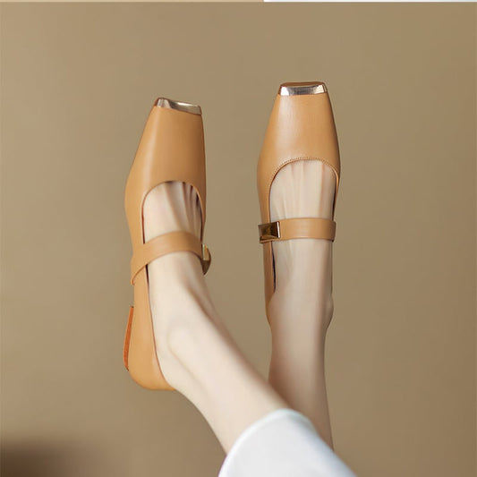 Kaisha Square Toe Block Heels Mary Jane Shoes