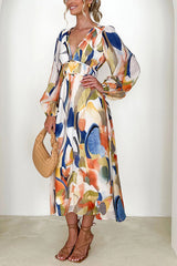 Eclipse Season Printed Long Sleeve Flowy Maxi Dress