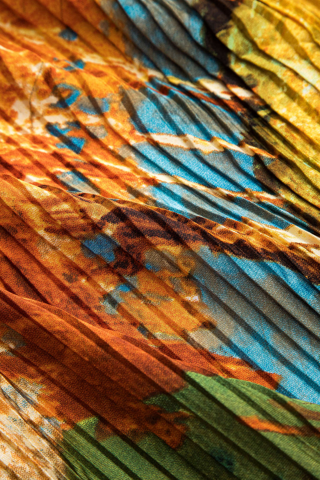 Tie Dye Satin Pleated Skirt