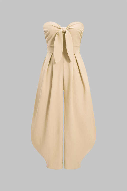 Strapless Tie-Up Ruched Sleeveless Jumpsuit