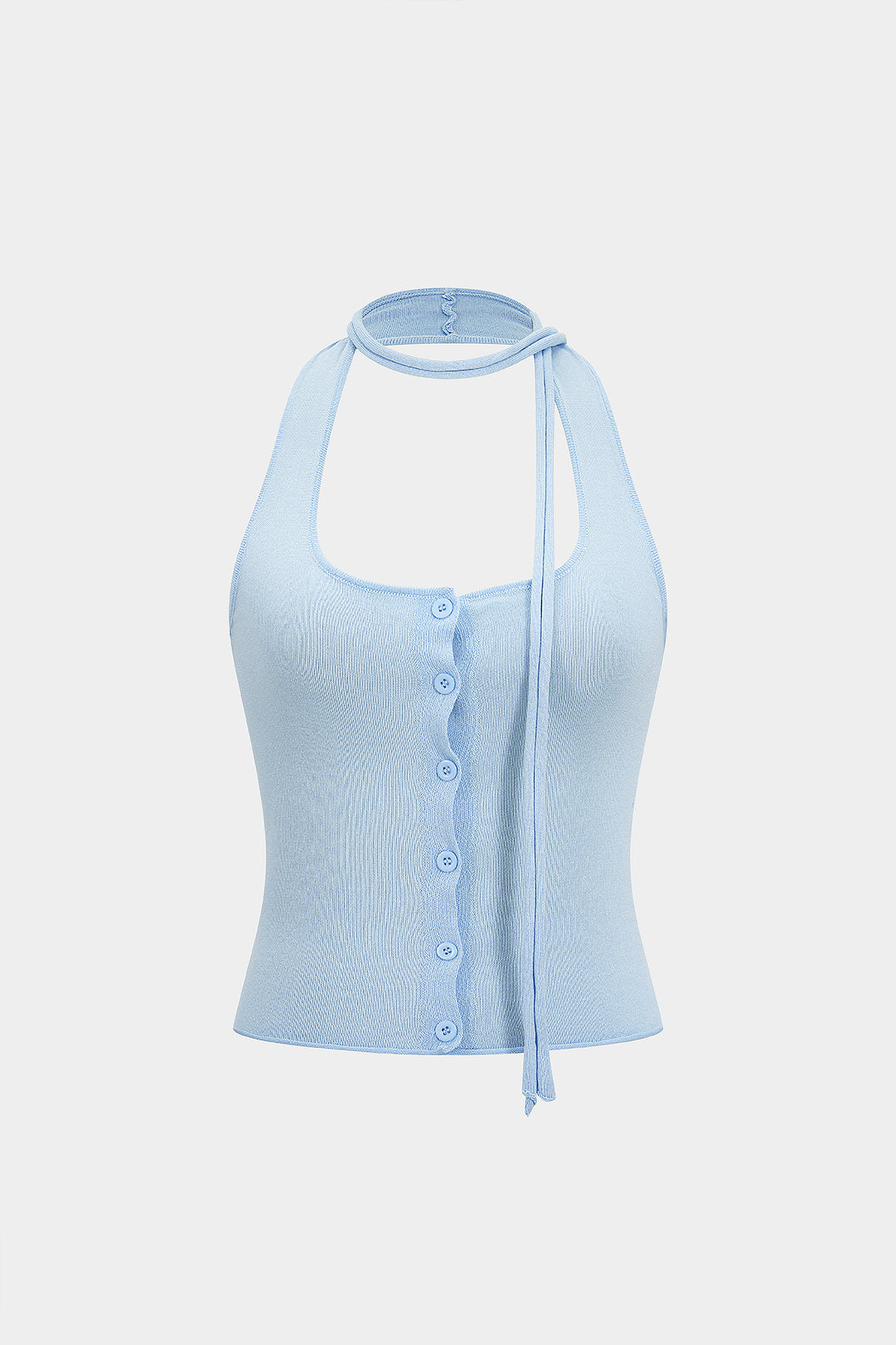 Square Neck Slip Button Detail Tank Top