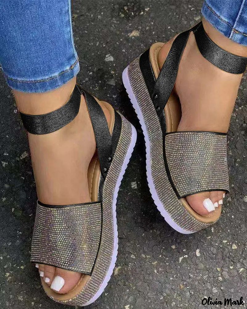 All-Over Print Ankle Strap Flat Sandals