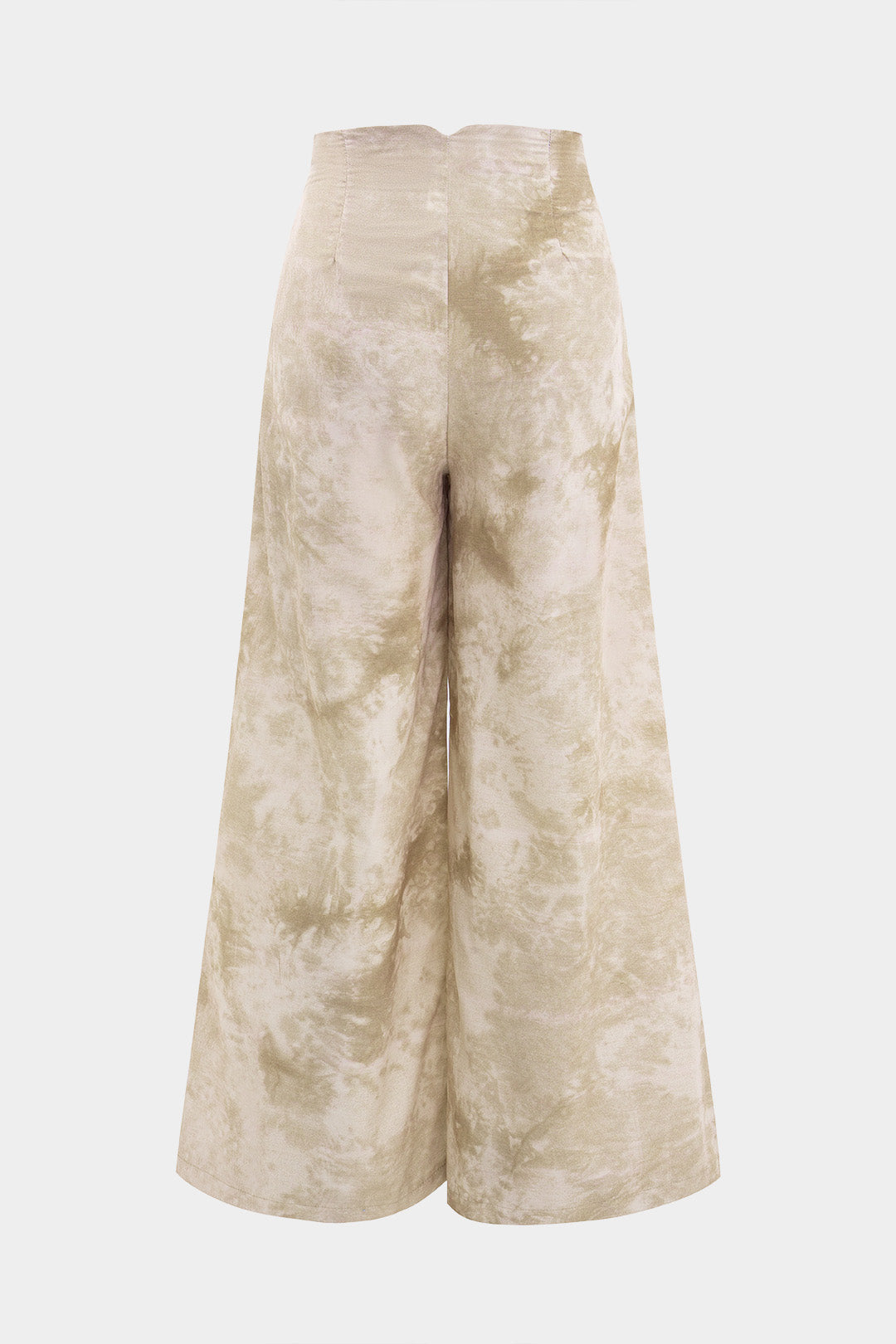 Tie Dye Linen Backless Sleeveless Halter Neck Top And High Waist Wide Leg Pants Set