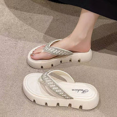 Women's Rhinestone Thick-soled Flip-flops Summer Outdoor Fashion Sandals