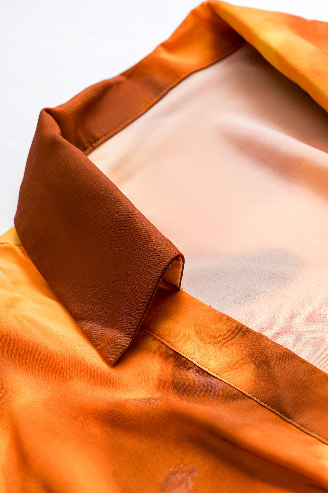 Watercolor Print Ruched Long-Sleeve Shirt