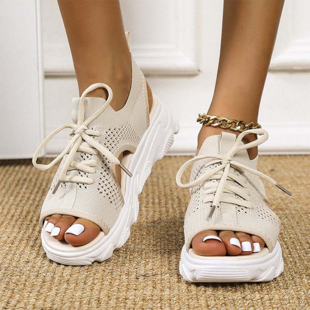 Summer Mesh Lace-Up Open Toe Beach Sandals