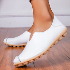 Cilool Casual Flat Heel Cow Tendon Low Top Closed Toe Slip On Comfortable Work Shoes