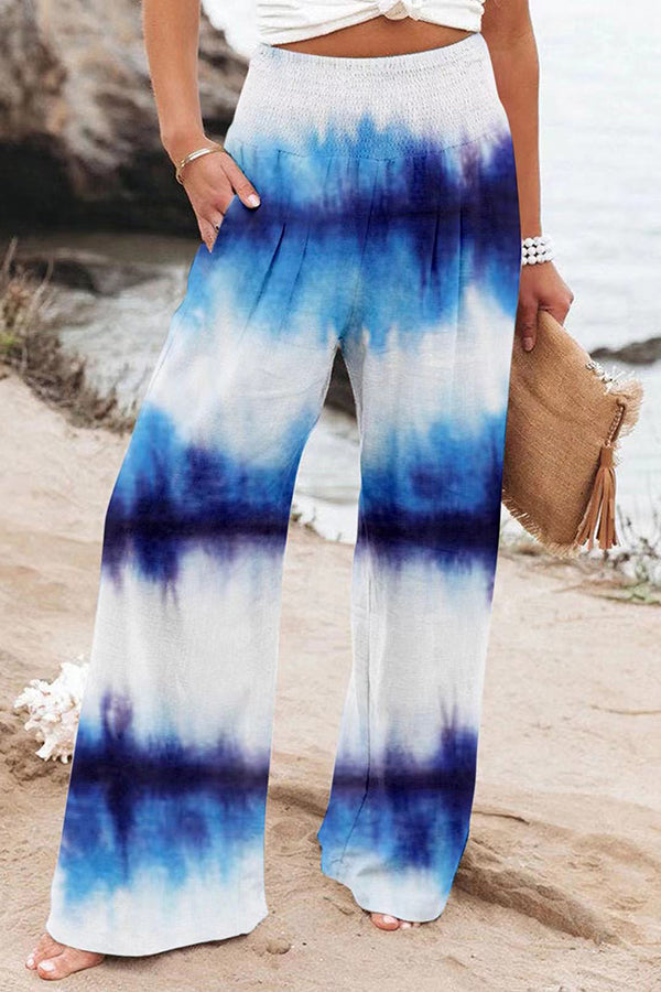 Print Casual Wide Leg Trousers