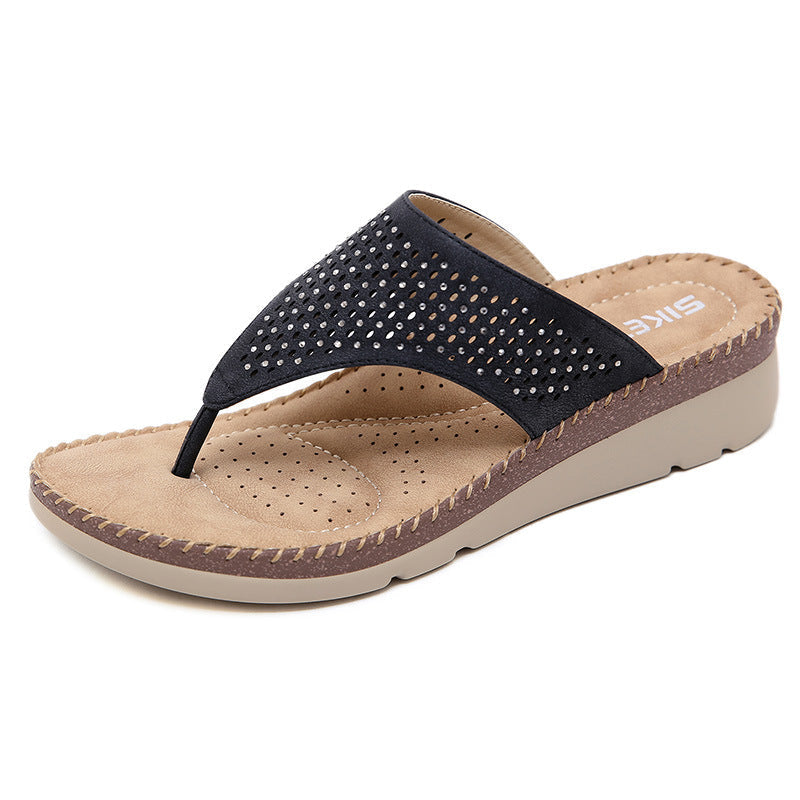 Wedge Rhinestone Laser Flip-Flops