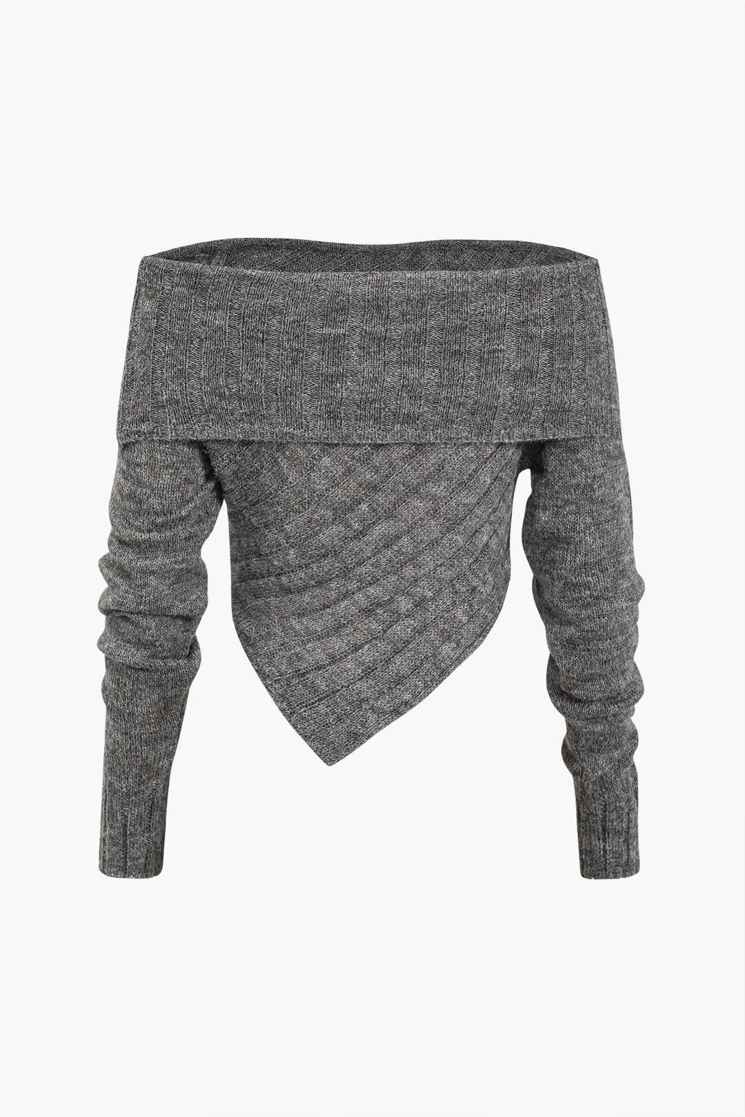 Sweater Off Shoulder Long-Sleeve Asymmetrical Top