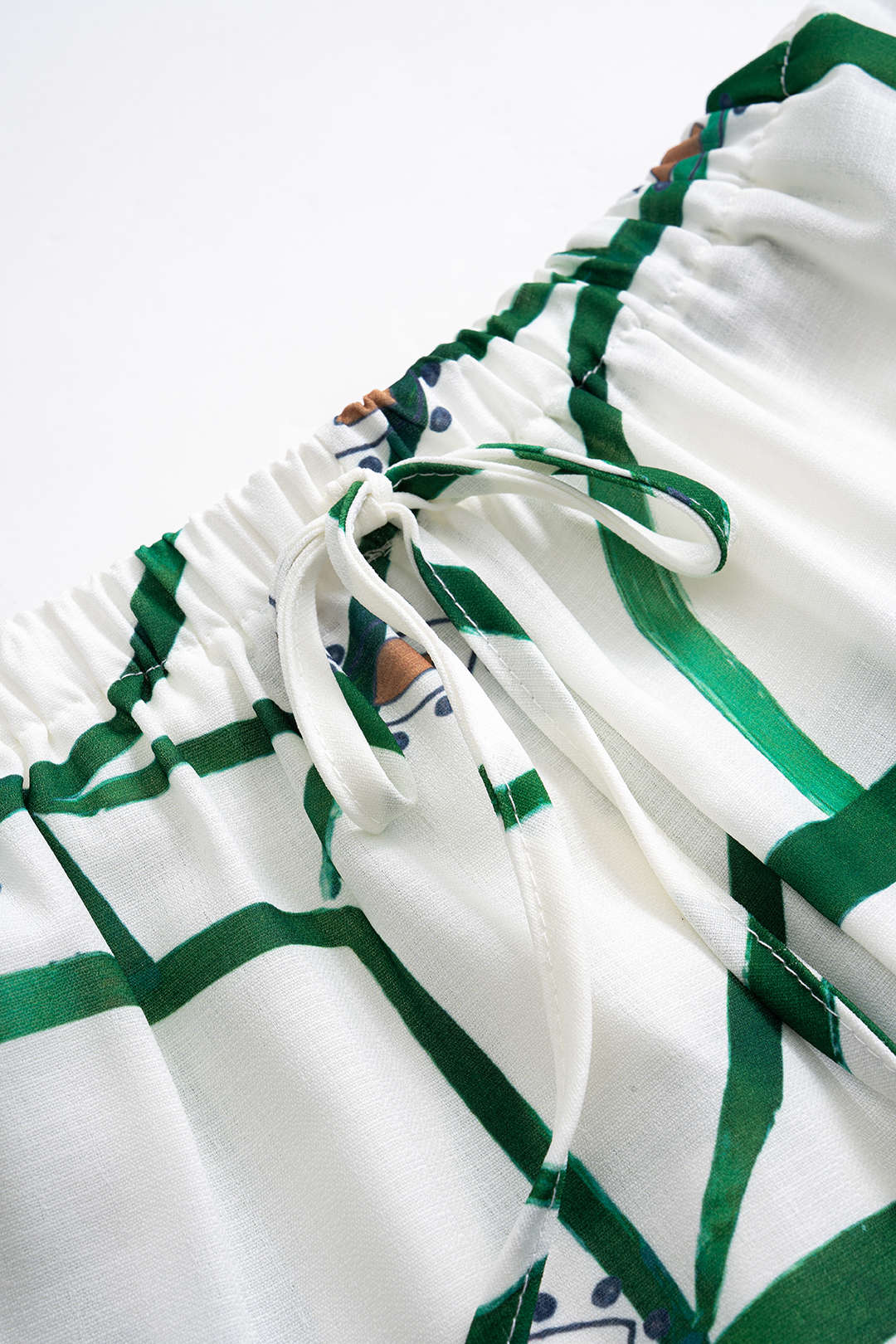 Stripe Contrast Print Pocket Shirt And Drawstring Shorts Set