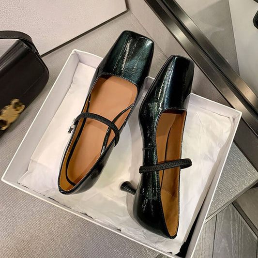 Jacklynn Square Toe Kitten Heels Mary Jane Shoes