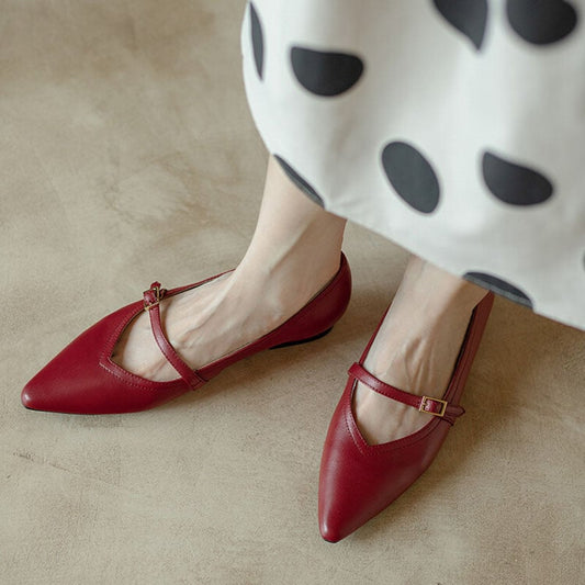 Maricruz Pointy Toe Block Heels Mary Jane Shoes