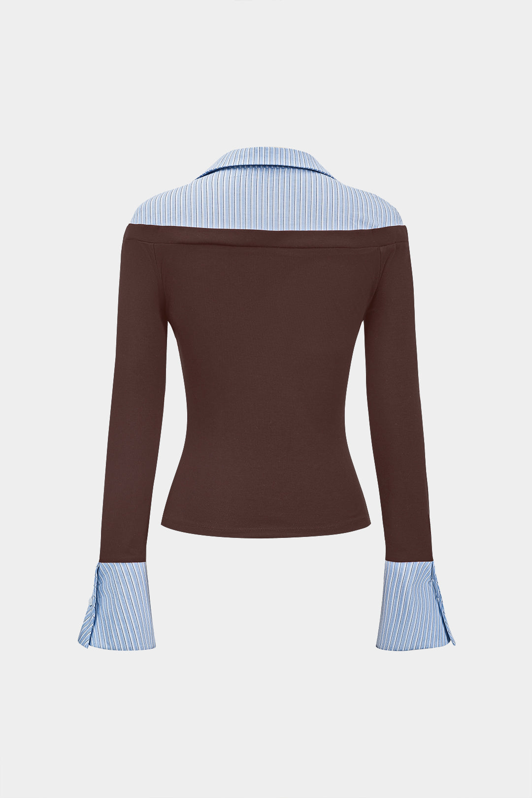 Stripes Print Patchwork Long-Sleeve Top