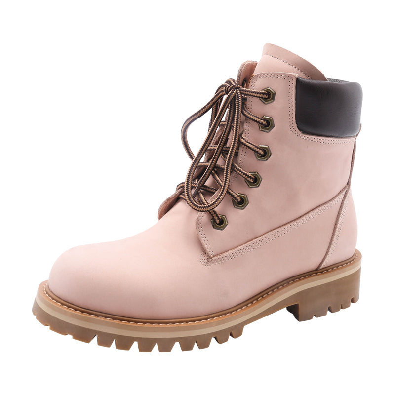 Women's Handmade High Lace-up Boot in Nubuck Calfskin Waterproof