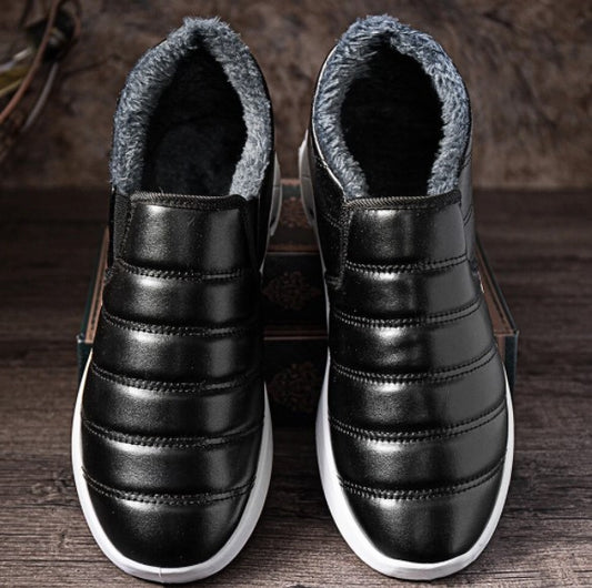 Men Winter Warm Plush Lining Soft Sole Slip Resistant Slip-On Casual Shoes