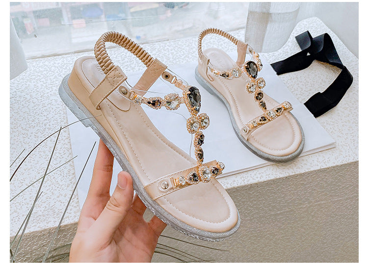 Women's Style Roman Round Toe Open Strap Waterproof Sandals