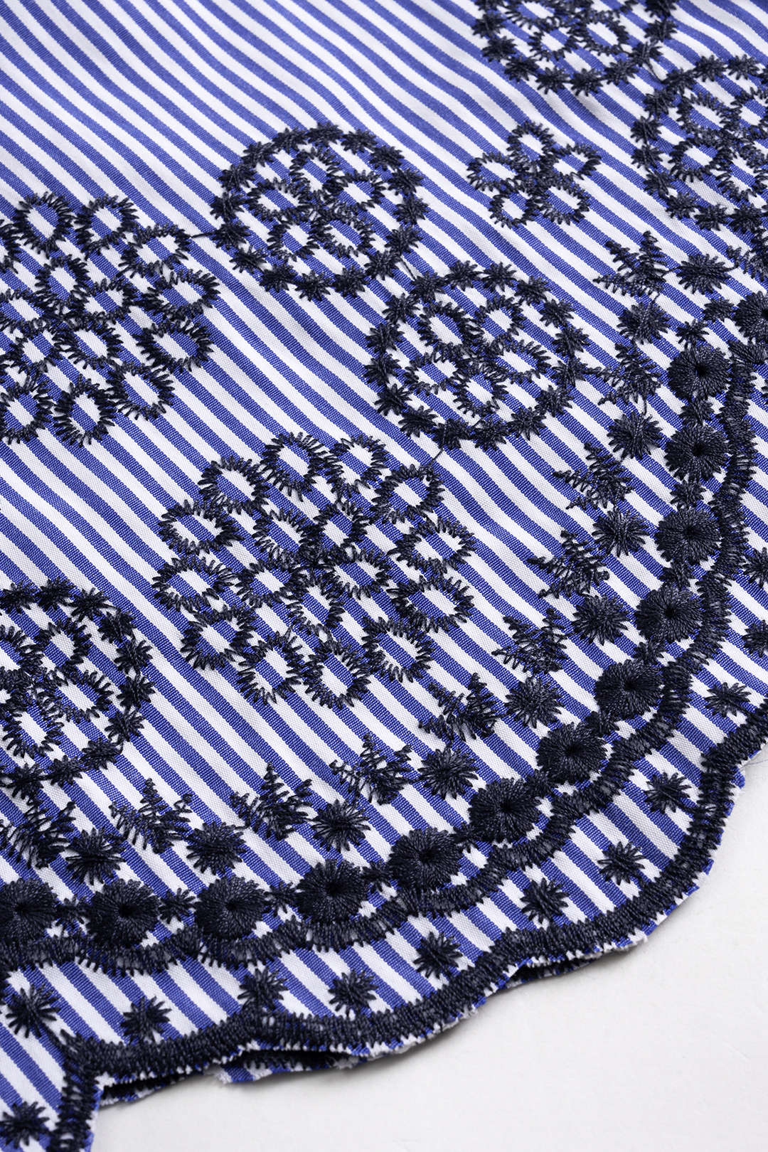 Stripes Print Embroidery Short-Sleeve Shirt