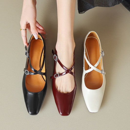 Jalisa Square Toe Block Heels Mary Jane Shoes