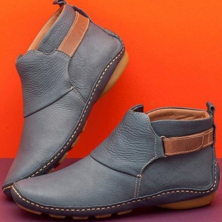 Women's Velcro Flat Heel Boots