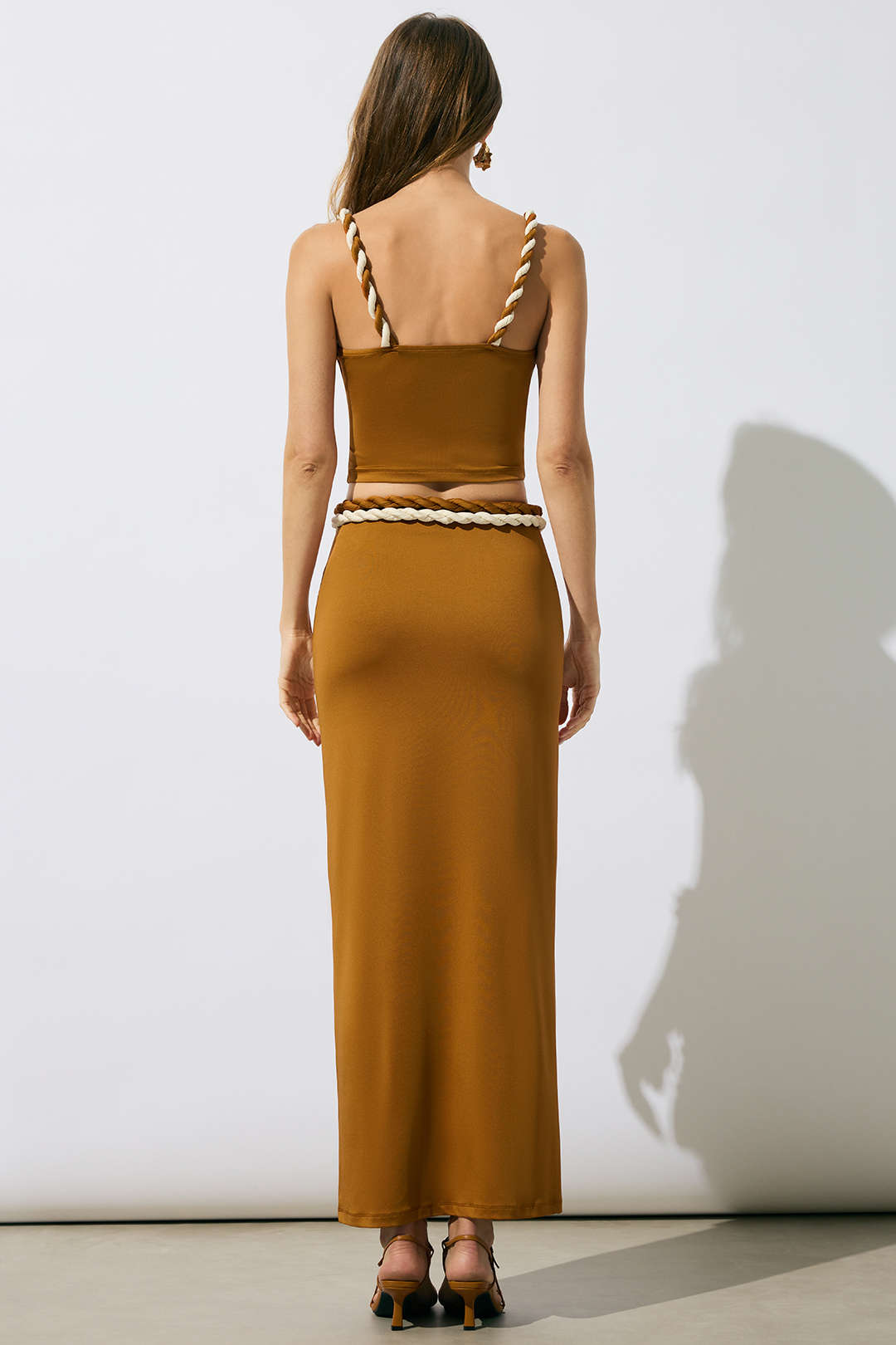 Tie Front Belted Skirt