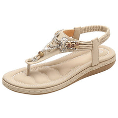 Bohemia Women Ladies Fashion Crystal Bead Flat Sandals