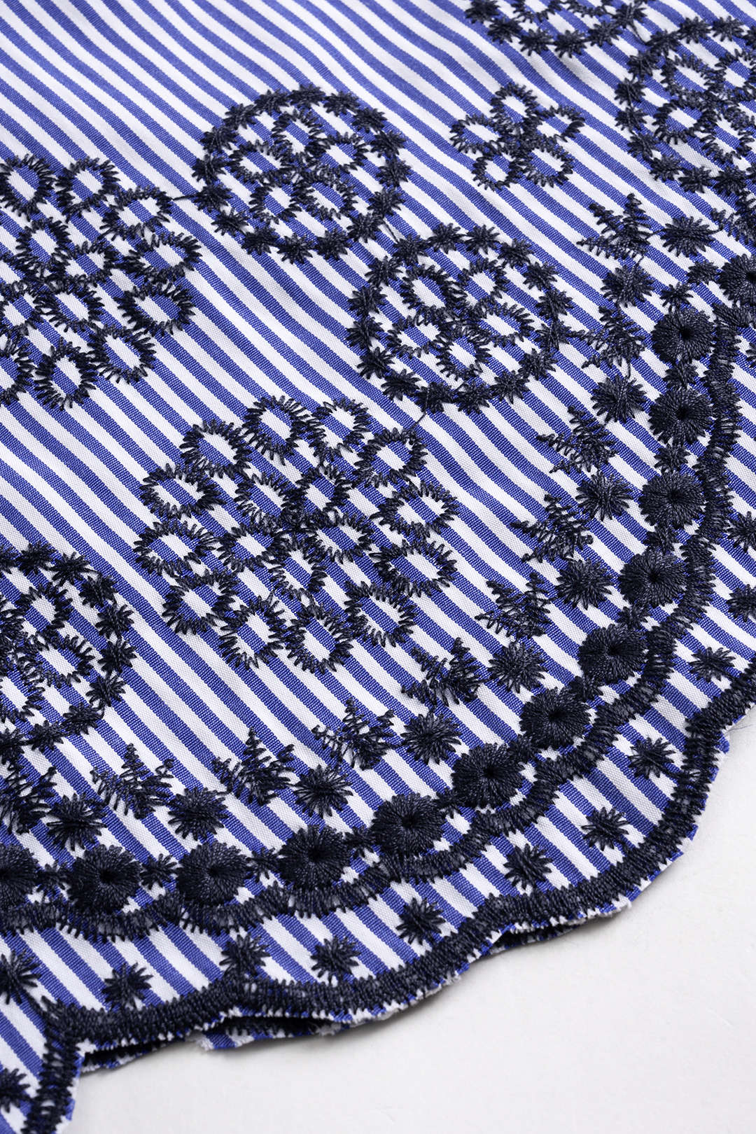 Stripes Print Embroidery Wide Leg Trousers