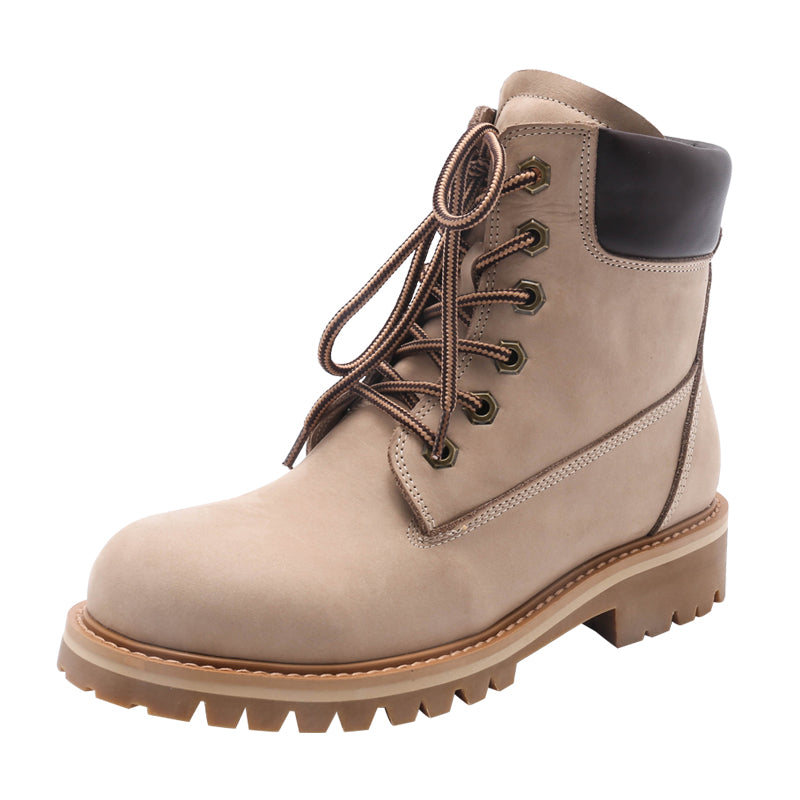 Women's Handmade High Lace-up Boot in Nubuck Calfskin Waterproof