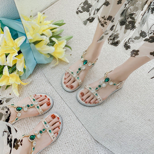 Women's Style Roman Round Toe Open Strap Waterproof Sandals