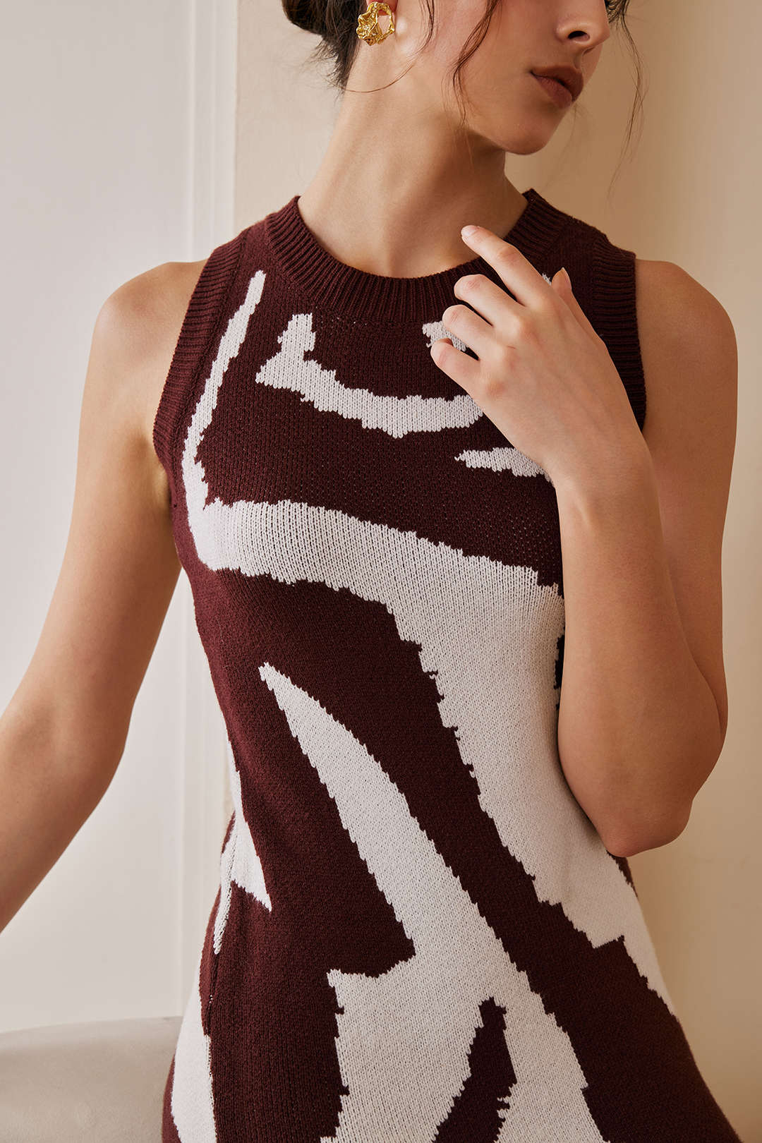 Zebra Print Tank Knit Mini Dress