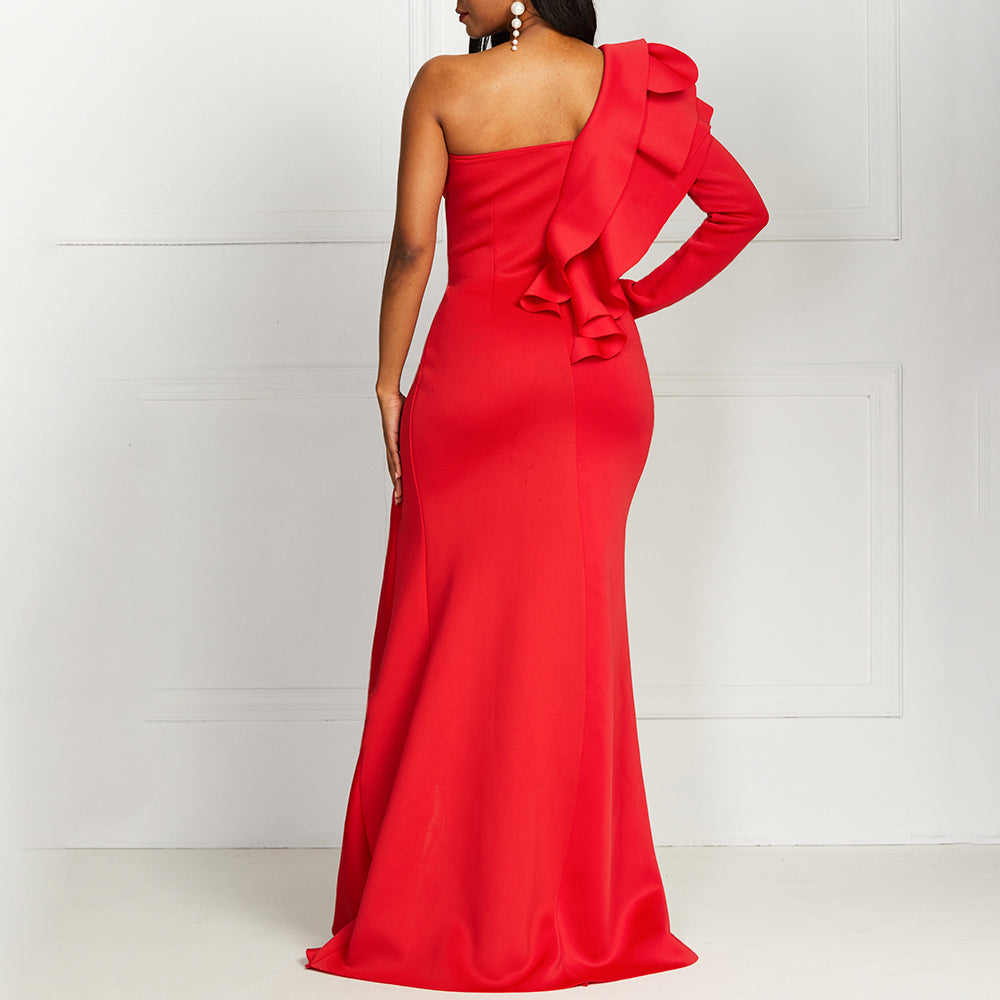 African  One Shoulder Bodycon  Split  Women Maxi Dress