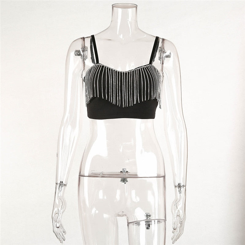 Overbroad Sexy Tassel Crop Top