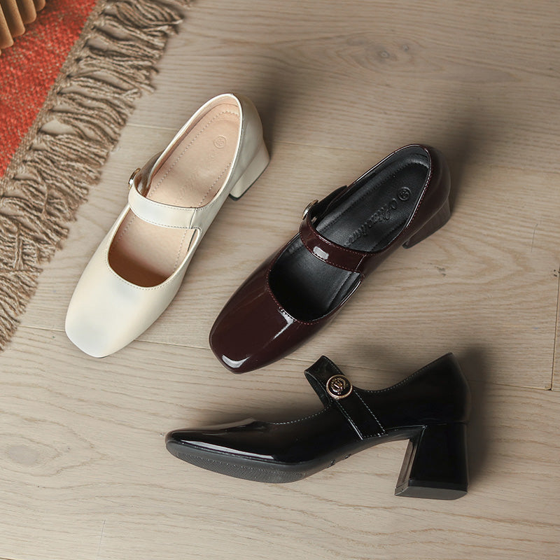 Retro Mary Jane Hoof Heels Loafers