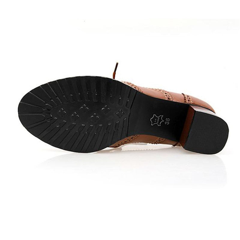 Square Heel Pointed Toe British Oxfords Shoes