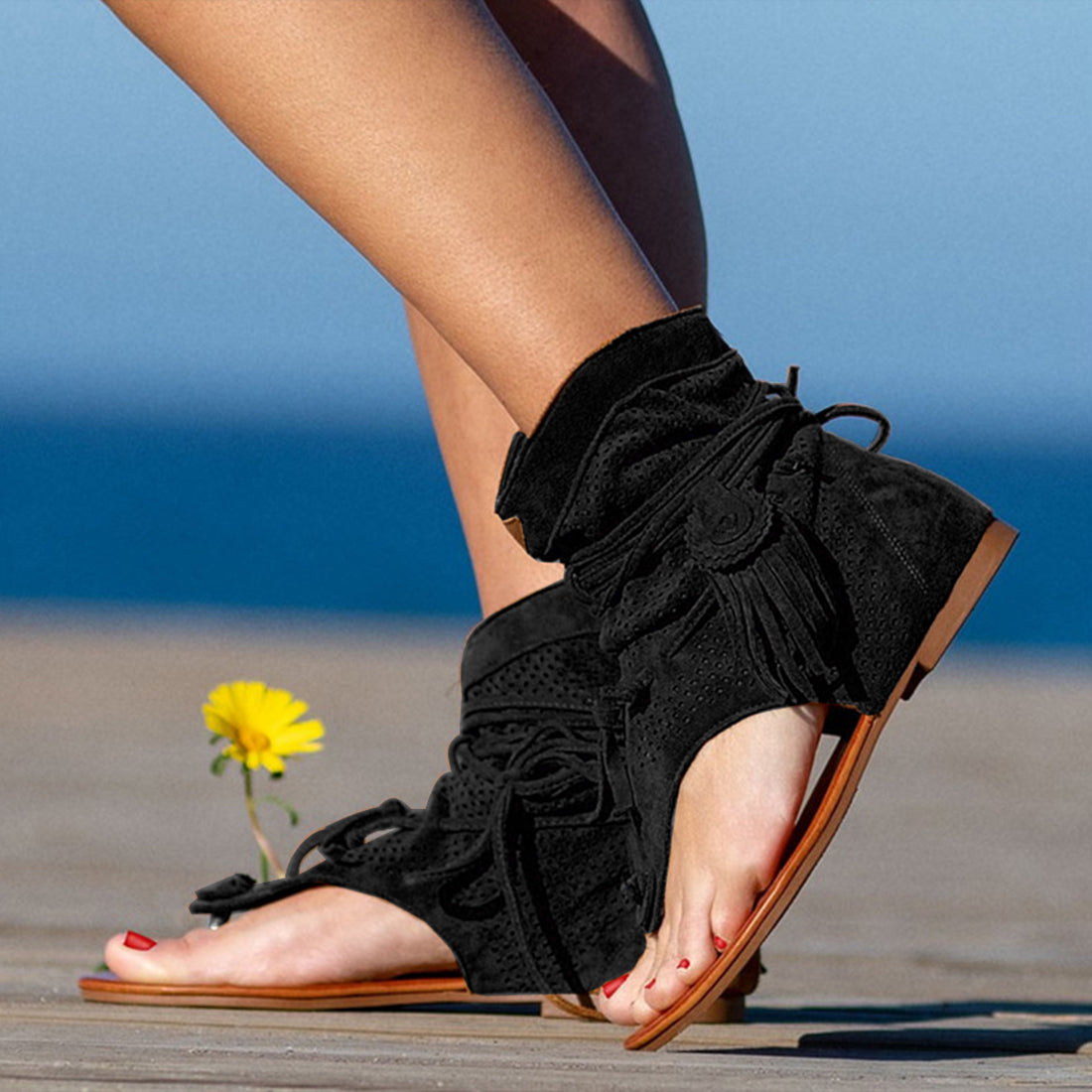 Fringe Flip Flop Sandals