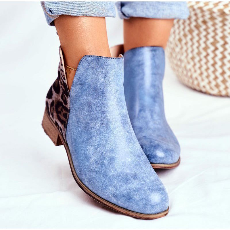 Suede PU Ankle Zipper Boots