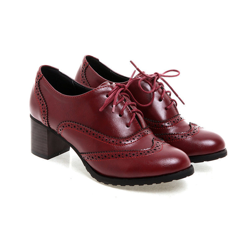 Square Heel Pointed Toe British Oxfords Shoes