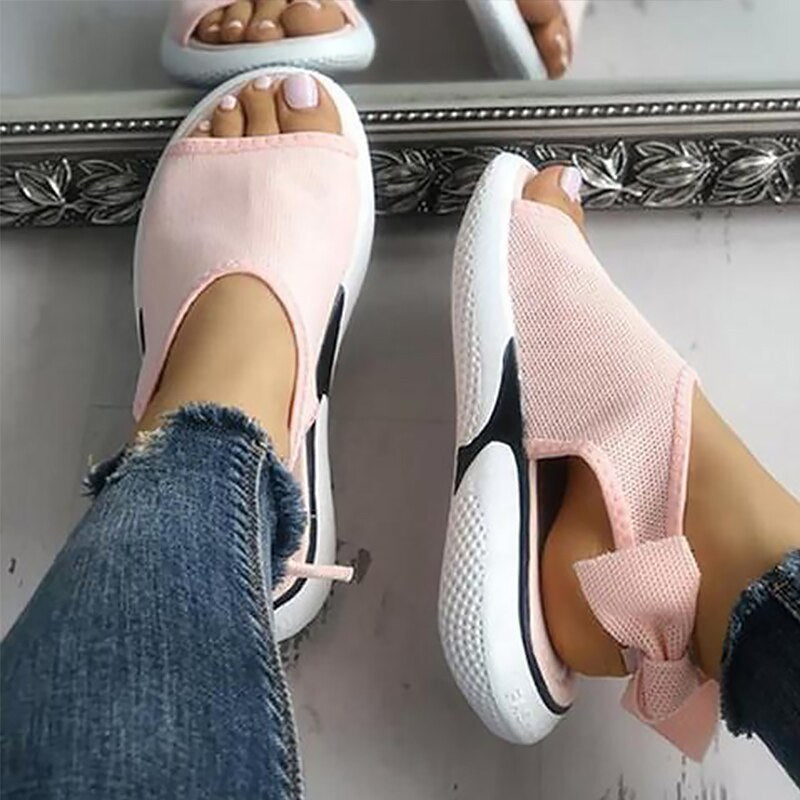 Mesh Peep Toe Chunky Sandals