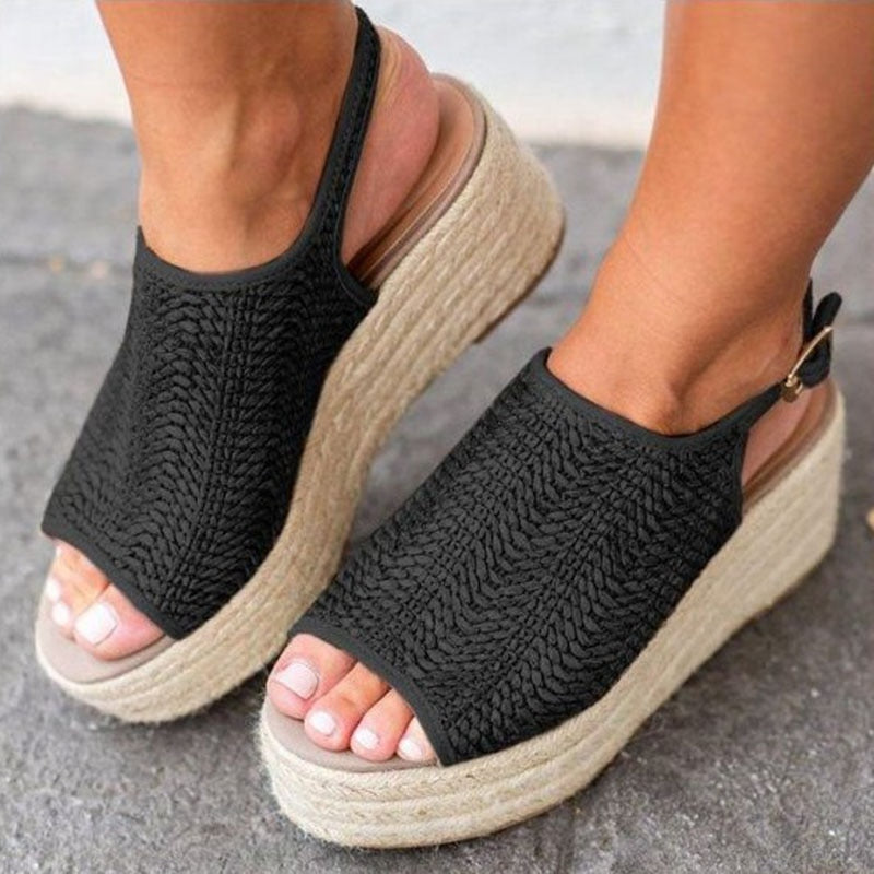 Platform Retro Peep Toe Sandals