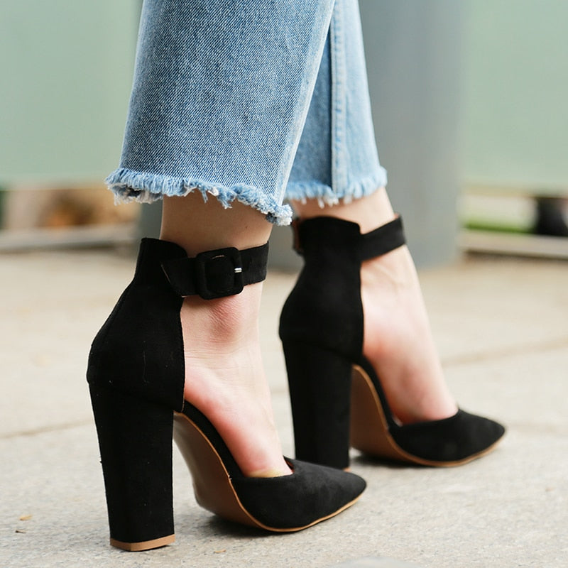 Strappy Pumps Platform Heels Ankle Strap Shoes