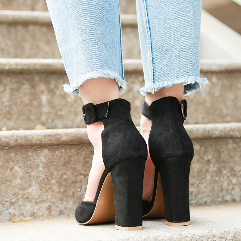 Strappy Pumps Platform Heels Ankle Strap Shoes