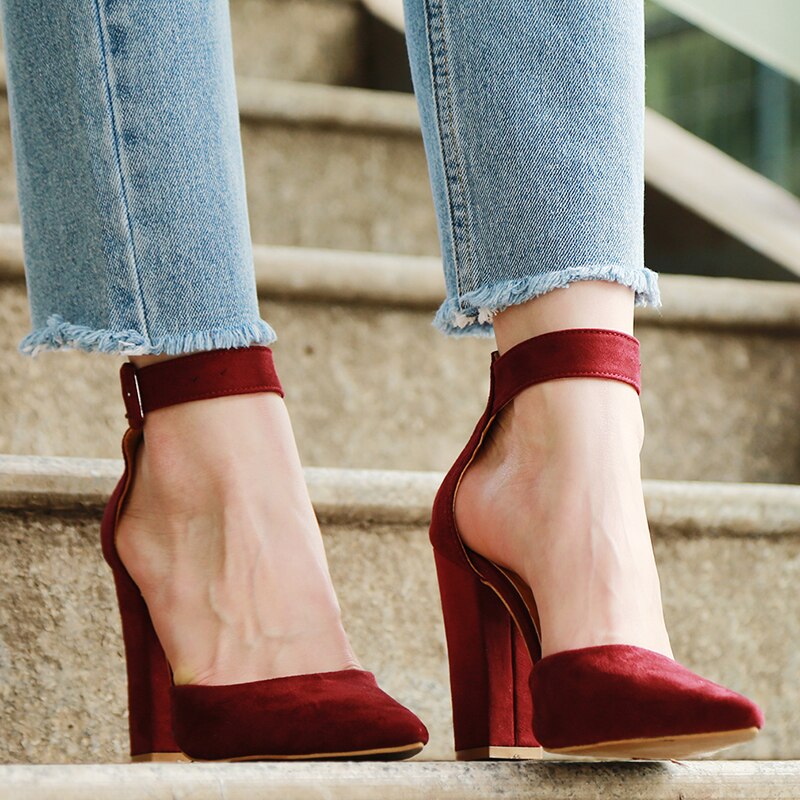 Strappy Pumps Platform Heels Ankle Strap Shoes